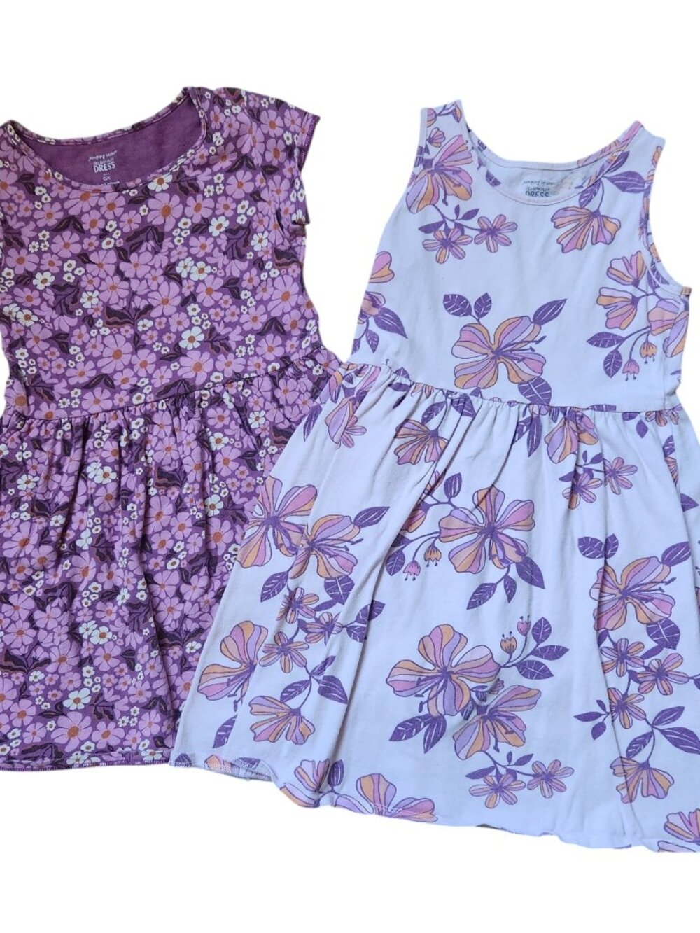 Jumping Beans All-Day-Play Cotton Floral Skater Dresses Bundle of 2 Sz 6X Purple